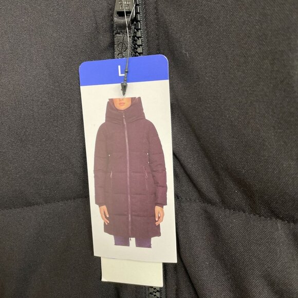 NEW Calvin Klein Women's L Black Puffer Coat With Hood Full Zip - Picture 12 of 16